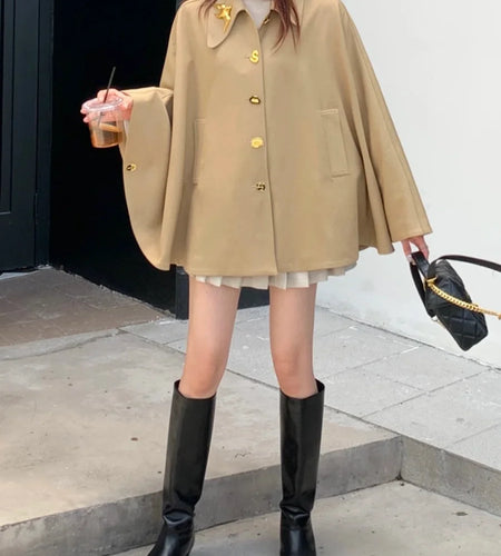 Solid Loose Spliced Buttons Casual Jackets for Women Lapel Long Sleeves Elegant Jacket Female Fashion Clothing New