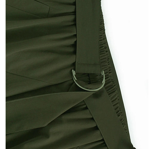 Load image into Gallery viewer, High Elastic Waist Khaki Pleated Belted Drawstring A-line Half-body Skirt Women Fashion New Spring Autumn 2025 1DJ1046
