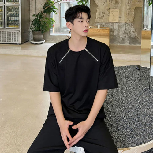 Load image into Gallery viewer, Man T-shirt  round neck Summer 2024 chic short Drop-shoulder sleeve top short sleeve male loose clothing fashion 9C5492
