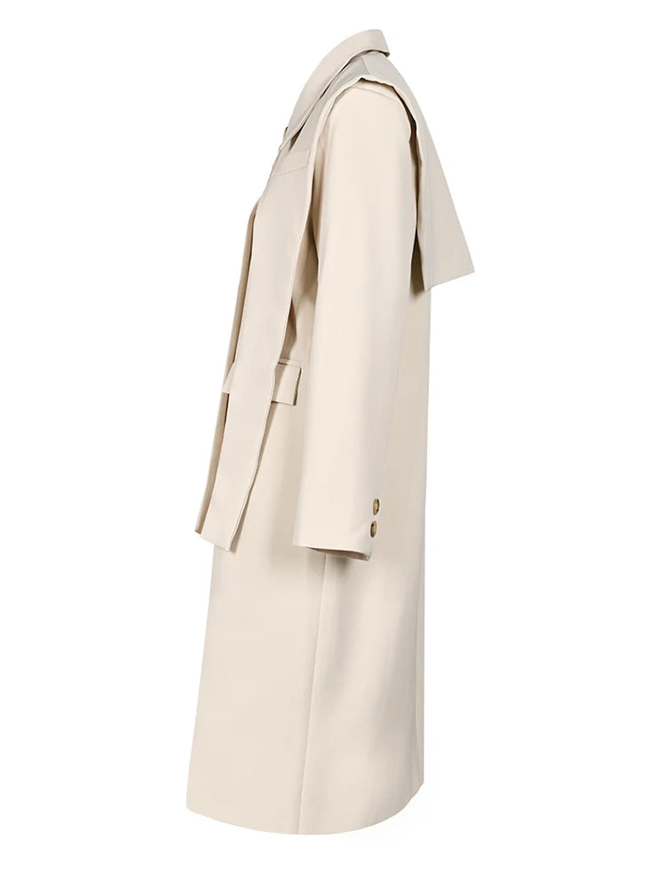 Women Blue Irregular Big Size Long Blazer New Lapel Long Sleeve Loose Fit Jacket Fashion Tide Spring Autumn 2025 7AB039