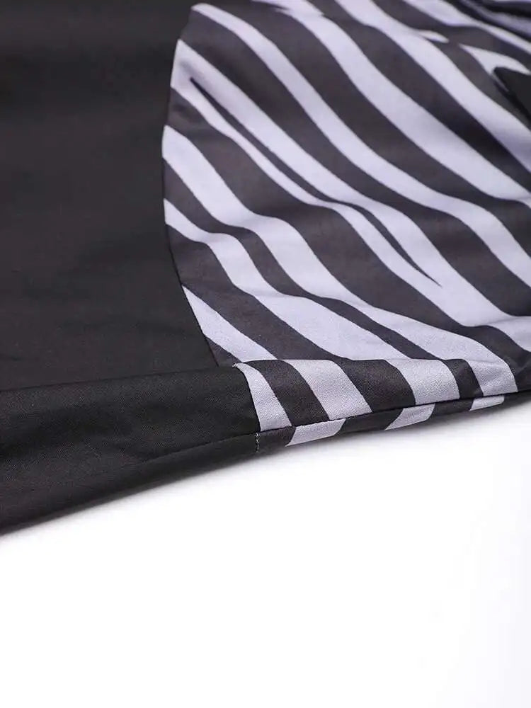 Women Black Striped Color-block Big Size Midi Shirt Dress New Lapel Long Sleeve Fashion Tide Spring Autumn 2025 1DD0068