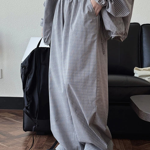 Load image into Gallery viewer, High Elastic Waist Beige Plaid Casual Long Wide Leg Pants New Trousers Women Fashion Tide Spring Autumn 2025 1DJ0867
