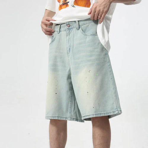 Load image into Gallery viewer, High Street Denim Pants Straight Men&#39;s Shorts Zipper Causal Wide Leg Male Trousers Knee Length Chic Summer 9C6094
