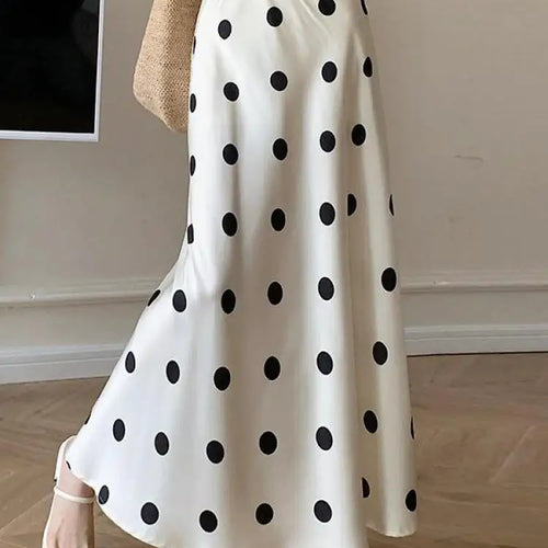 Load image into Gallery viewer, Spring Summer Women Black Beige Polka Dot Elegant Fishtail Long Skirt Korean Fashion High Waist Vacation Wrapped Hip Skirt Trend
