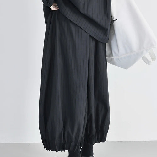 Load image into Gallery viewer, High Elastic Waist Black Striped Pleated Wide Leg Bud Pants New Trousers Women Fashion Tide Spring Autumn 2025 1DJ0832
