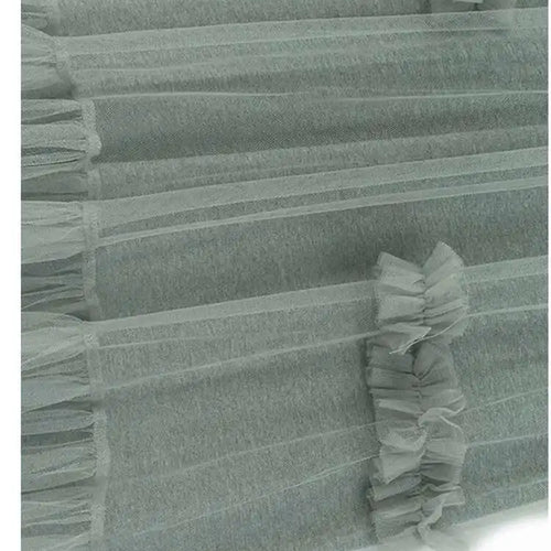 Load image into Gallery viewer, Women Black Mesh Ruffles Spliced Big Size Midi Dress New Round Neck Long Sleeve Fashion Tide Spring Autumn 2025 1DH7180
