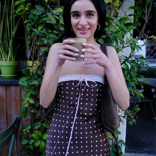 Load image into Gallery viewer, Lace Strapless Backless Sexy Midi Dress For Women Fashion Off-shoulder Sleeveless Bodycon Polka Dot Dress Elegant
