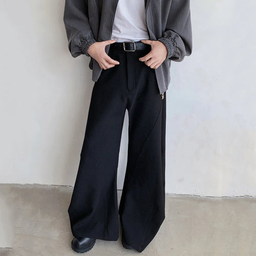 Load image into Gallery viewer, Men&#39;s Suit Pants Autum Winter Niche Design Deconstruction Splicing Wide Leg Curved Knife Casual Trousers Black 9C6991
