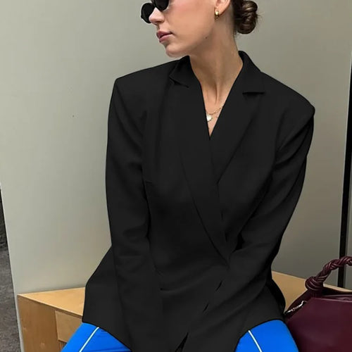 Load image into Gallery viewer, Autumn Long Sleeve Blazer Women Fashion Notched Collar Backless Pocket Suit Jacket Ladies Winter Elegant Blazers
