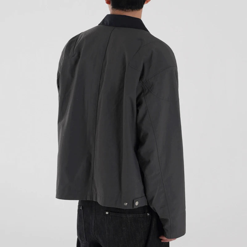 Men's Casual Zipper Jacket New Spring Loose Lapel Jackets Trendy Korean Handsome Simple Solid Color Clothing 9W1444