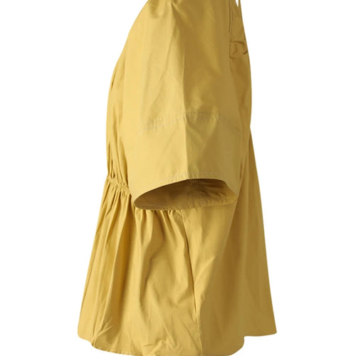 Load image into Gallery viewer, Women Yellow Backless Bandage Big Size Blouse New Round Neck Short Sleeve Shirt Fashion Tide Spring Summer 2025 CPG3248
