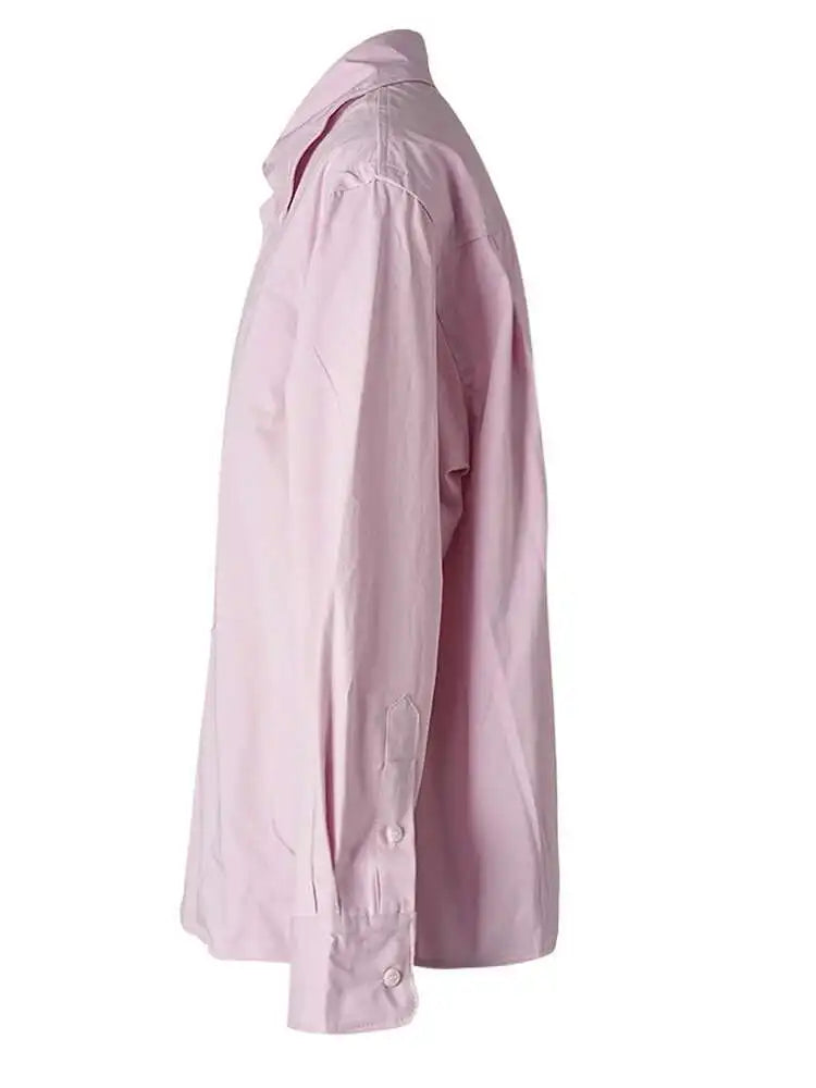 Women Blue Brief Shaped Big Size Casual Blouse New Lapel Long Sleeve Shirt Fashion Tide Spring Autumn 2025 CPG2742