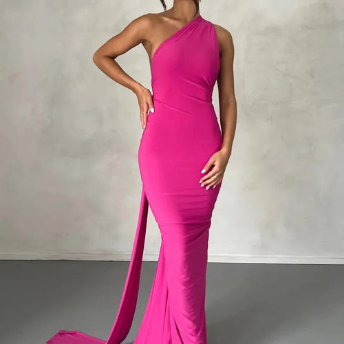 Load image into Gallery viewer, Oblique Shoulder Backless Maxi Dress For Women Gown Summer Back Strap Sleeveless Ruched Party Sexy Long Dress Vestidos
