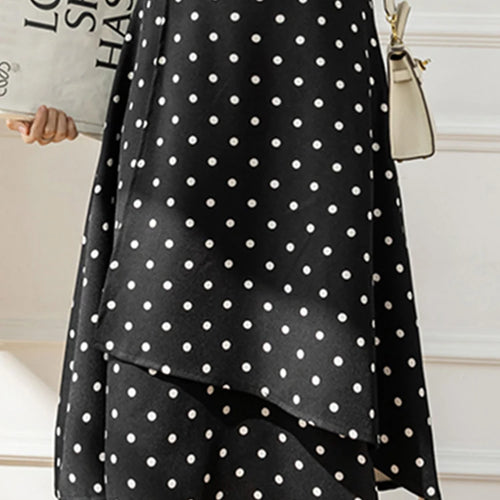 Load image into Gallery viewer, Irregular Dot Printed Summer Female Skirt Elegant Office Ladies New High Waist A-line Black Casual Chic Women&#39;s Skirts
