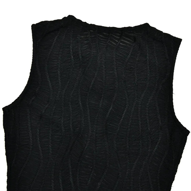 Hollow Out Sleeveless Sexy Mini Dress Women Robe Fashion Summer New Metal Ring Skinny Tank Dress Female Club Dresses