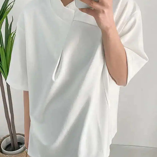 Load image into Gallery viewer, Women White Irregular Big Size Personality T-shirt New Round Neck Half Sleeve Fashion Tide Spring Summer 2025 1DF6438
