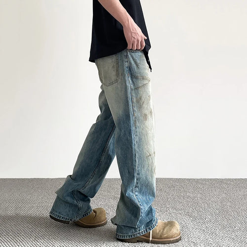 Load image into Gallery viewer, American Male Jeans High Street Design Tie Dye Make Old Style Denim Pants Slight Flared Fashion Men's Trousers 9W1481
