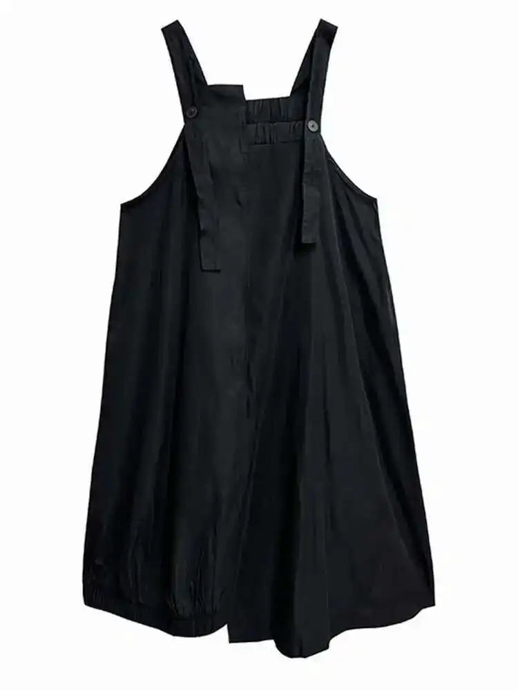 Women Coffee Irregular Spliced Big Size Strap Dress New Square Collar Sleeveless Fashion Tide Spring Autumn 2025 1DJ0050