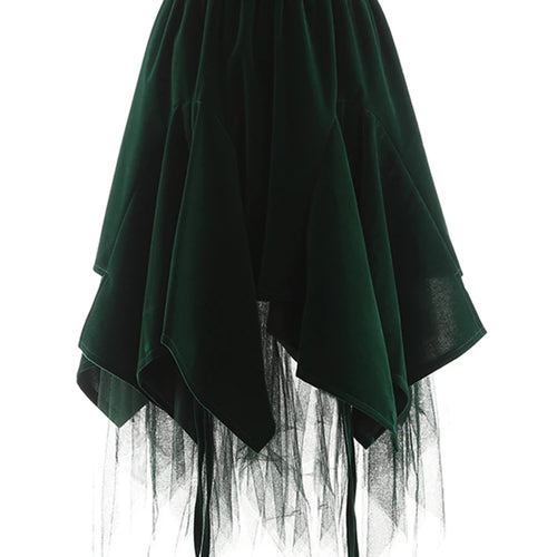 Load image into Gallery viewer, Elegant Irregular Hem Skirt For Women High Waist Patchwork Mesh Solid Minimalist Midi Skirts Female Clothes Fashion
