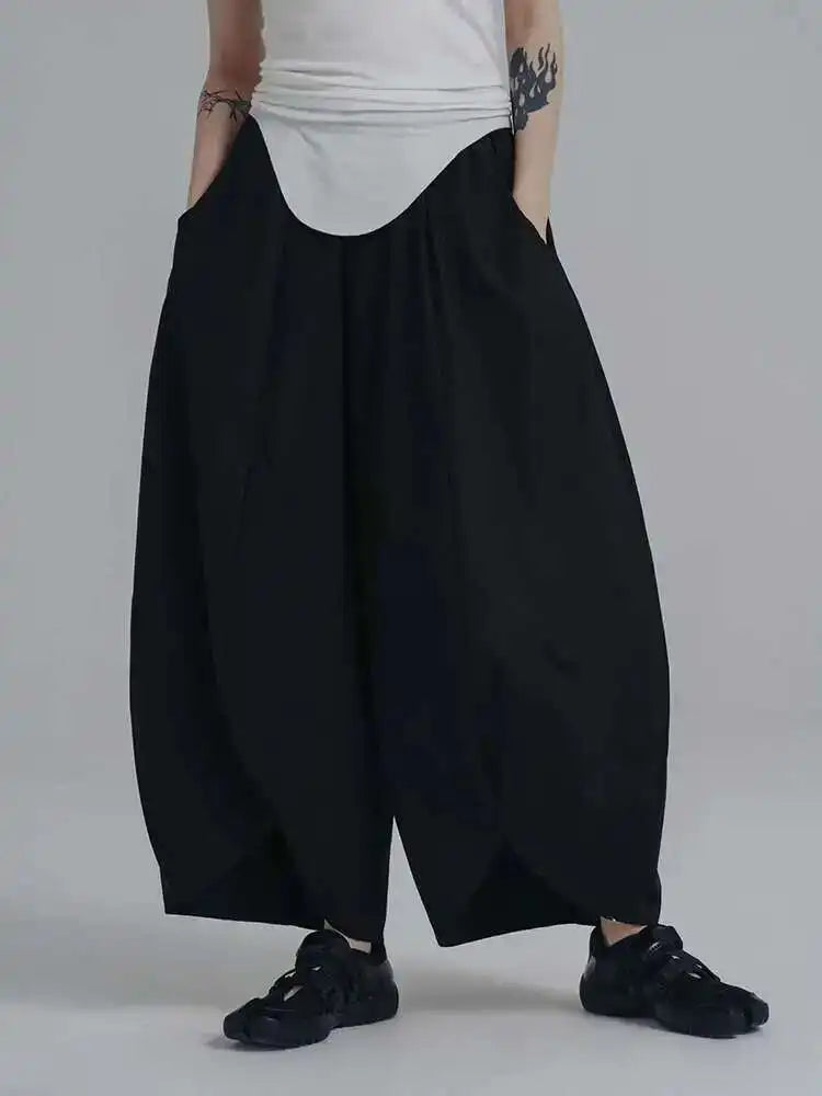 High Elastic Waist Army Green Irregular Wide Leg Trousers New Loose Fit Pants Women Fashion Spring Autumn 2025 1DE8420