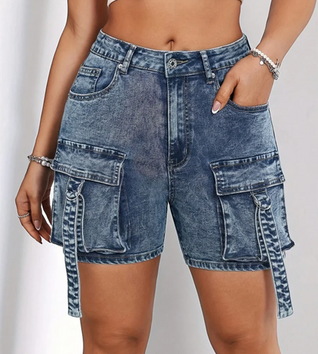 Solid Spliced Pockets Slimmingt Shorts For Women High Waist Patchwork Button Shortsfemale Fashion Style Clothes New