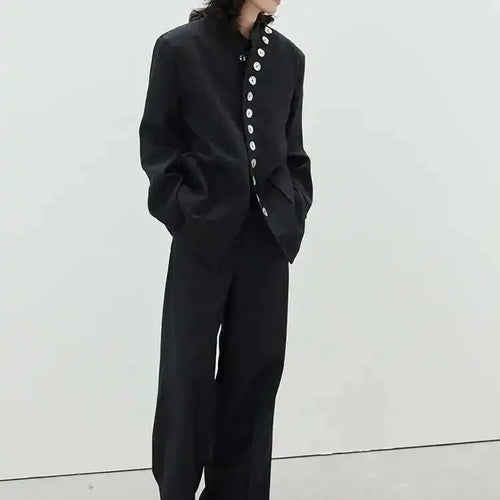 Load image into Gallery viewer, Women Asymmetry Shell Button Big Size Blazer New Stand Collar Long Sleeve Jacket Fashion Tide Autumn Winter 2025 1DF3654
