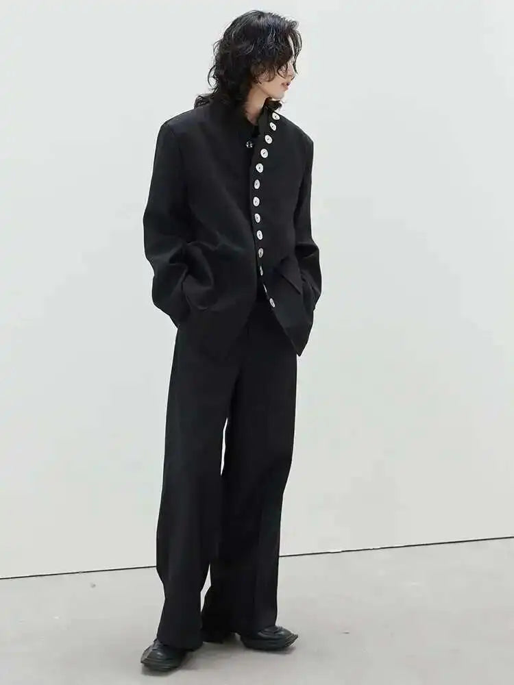 Women Asymmetry Shell Button Big Size Blazer New Stand Collar Long Sleeve Jacket Fashion Tide Autumn Winter 2025 1DF3654