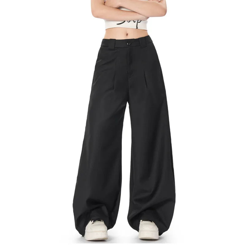 Men's Simple Suit Pants Curved Knife Stylish Solid Color High Street New American Style Male Casual Trousers 9W1924