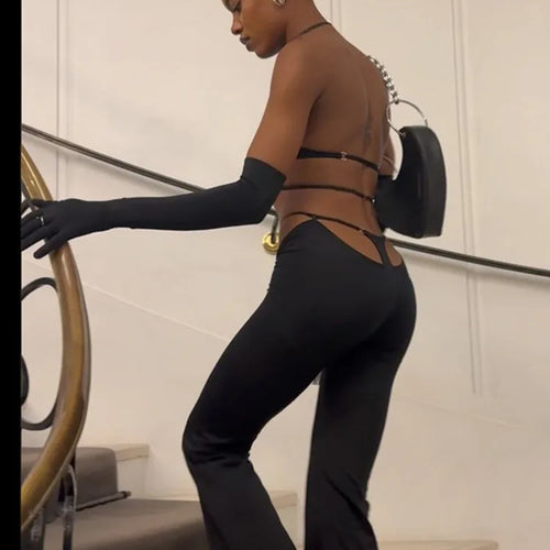 Load image into Gallery viewer, Articat Sexy Vest Top Long Pants Tight Two-piece Set For Women 2024 Autumn New Slim Female Lace Up Set Fashionable Streetwear
