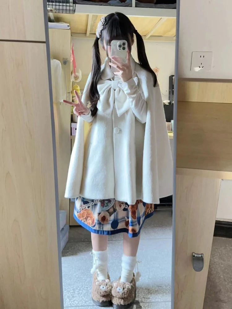 Lolita Sweet Girl Oversized Grunge Jackets Women Y2k Aesthetic Single Breasted Vintage Coats 2025 Harajuku Kawaii Solid Jacket