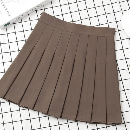 Load image into Gallery viewer, Brown Skirt Ladies 2025 Summer Clothes Women&#39;s High Waist Harajuku Korean Style Black Mini Pleated Skirt For School Girl Uniform
