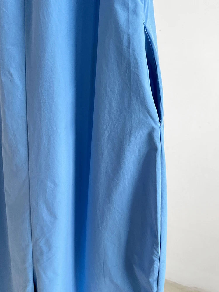 Women Blue With Bag Brief Elegant Long Vest Dress New Round Neck Sleeveless Fashion Tide Spring Autumn 2025 1DJ1112