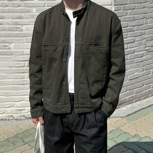 Load image into Gallery viewer, Men&#39;s Jacket New Spring Stand Collar Design Male Loose Casual Solid Color Clothing Korean Multi Pockets Trendy 9W1441
