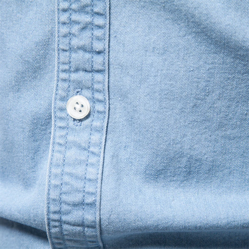 Load image into Gallery viewer, Autumn Men&#39;s Denim Shirt Cotton Elastic Casual Social Design Double Pockets Slim Jeans Shirts for Men
