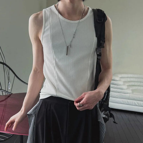 Load image into Gallery viewer, Men&#39;s Vest New American Summer Round Neck Sleeveless T-shirts Solid Color Design Handsome Male Slim Clothing 2025 9W1623
