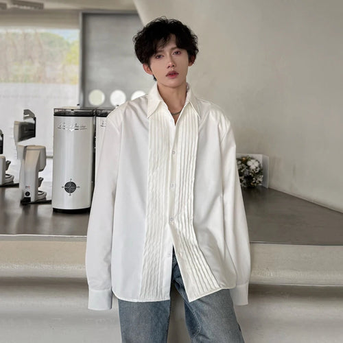 Load image into Gallery viewer, Men's Shirts Long Sleeve New Spring Fold Design Fashionable Turn-down Collar Male Single Breasted Clothing Spring 9W1756
