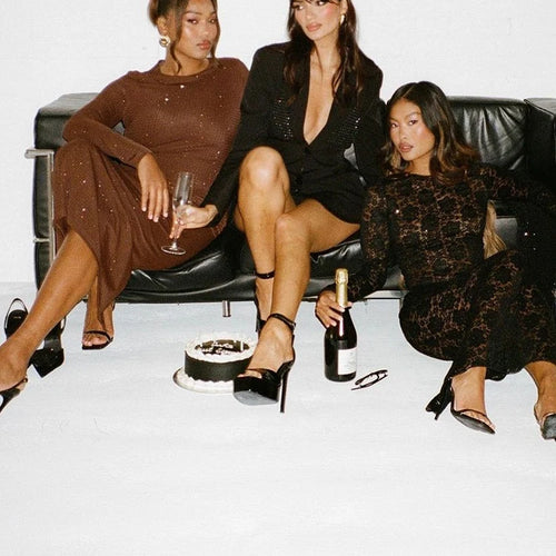 Load image into Gallery viewer, Diamond Loose Suit Low Waist Lengthened Women Bright Mesh Hollow Long Sleeve Shoulder Pad Suit Casual Party Streetwear
