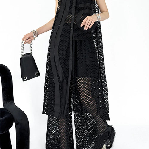 Load image into Gallery viewer, Big Size Black Grid Vest Wide Leg Pants Two Piece Suit New Lapel Sleeveless Women Fashion Tide Spring Autumn 2025 1DJ1417
