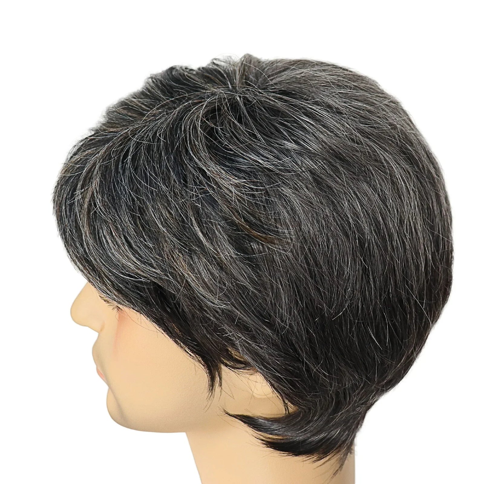 Brown Mens Wig Short Hairstyles Synthetic Wig for Man Guy Toupees Mix Silver Grey 10 Male Haircuts Costume Party Wig