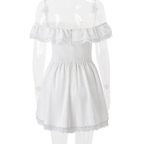 Load image into Gallery viewer, Off-shoulder Backless Sexy Mini Dress Women Robe Fashion White Strapless Sleeveless High Waist Lace Club Dress Female
