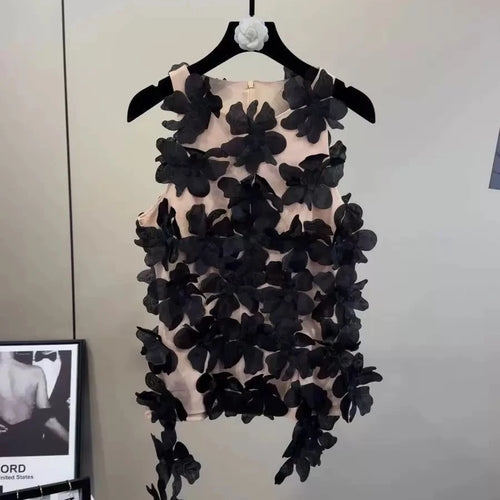 Load image into Gallery viewer, Hit Color Spliced Appliques Slimming Vests For Women O Neck Sleeveless Tunic Temperament Vest Female Fashion New
