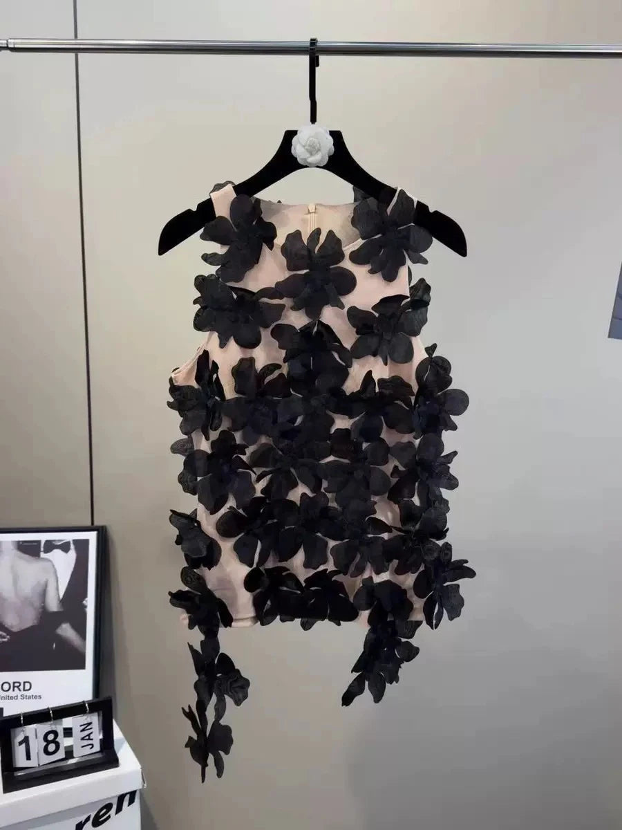 Hit Color Spliced Appliques Slimming Vests For Women O Neck Sleeveless Tunic Temperament Vest Female Fashion New