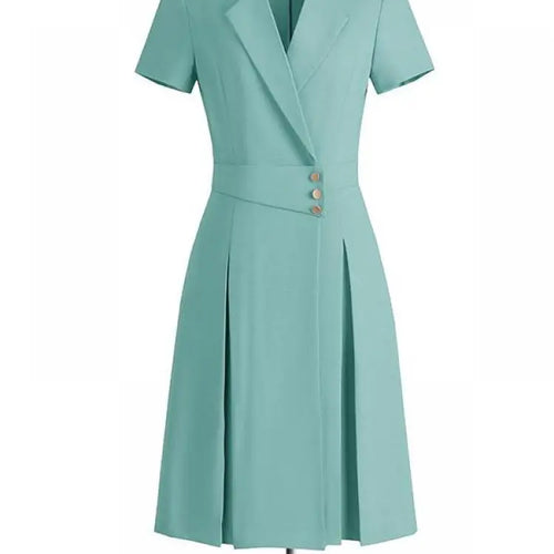 Load image into Gallery viewer, Women Solid Elegant Single Breasted Suit Dress 2024 Summer New Fashion Clothing High Waist Slim Short Sleeved Party Blazer Dress
