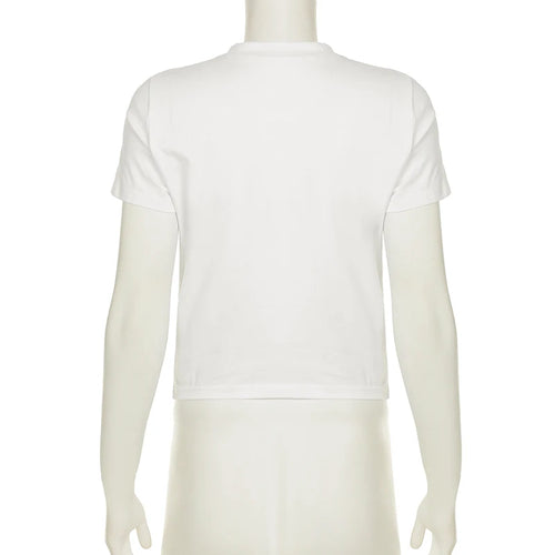 Load image into Gallery viewer, Cusual Lips Printed Cropped T-shirts Women's White Skinny Short Sleeves Summer Top Shirts Round Neck Clothes 2025 New
