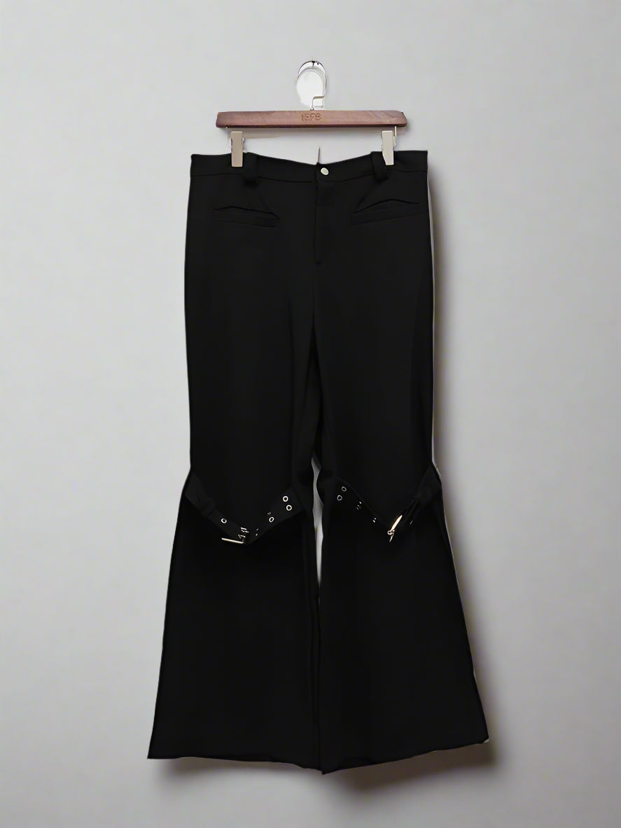 Niche Design Men's Suit Trousers Fashion Belt Casual Pants Straight Wide Leg Boot Cut Bottom Baggy Streetwear 2024 9C1506