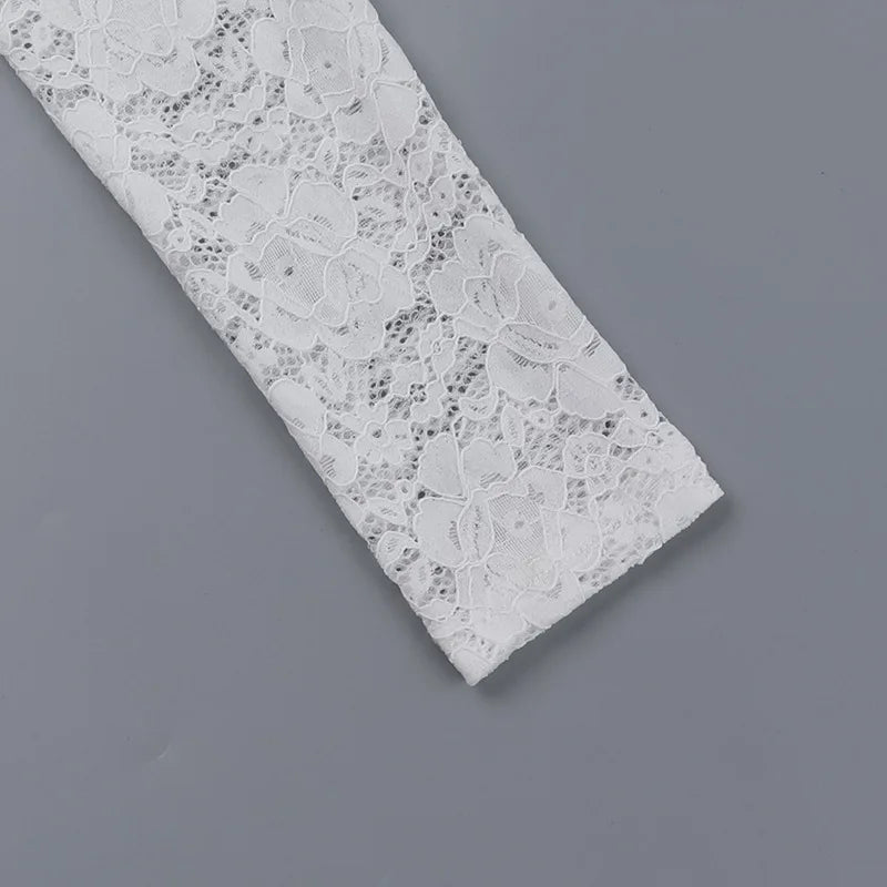 Lace Off-shoulder Sexy Maxi Dress For Women White Strapless Long Sleeve Backless Bodycon Club Party Sexy Long Dress