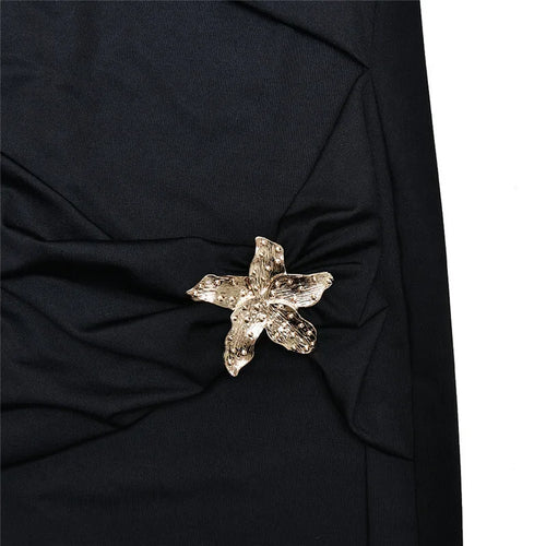 Load image into Gallery viewer, Metal Buckle Strapless Sexy Maxi Dress For Women Off-shoulder Backless Long Sleeve Ruched Bodycon Club Long Dress
