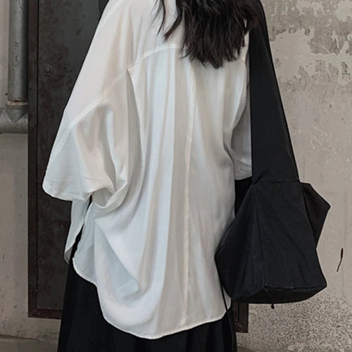 Load image into Gallery viewer, Women White Bandage Big Size Elegant Blouse New Lapel Three-quarter Sleeve Shirt Fashion Tide Spring Autumn 2025 1DJ1666
