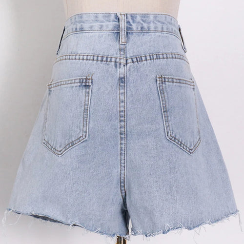 Load image into Gallery viewer, Korean Patchwork Pearl Short Pants For Women High Waist Solid Minimalist Denim Shorts Female Fashion Clothes Summer
