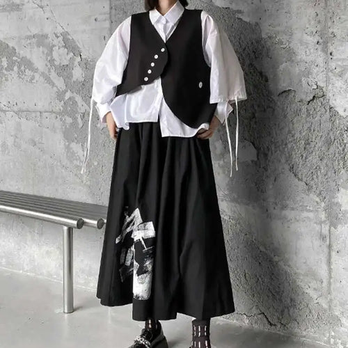 Load image into Gallery viewer, Big Size Vest Shirt Wide Leg Pants Three Piece Suit New Lapel Long Sleeve Women Fashion Tide Spring Autumn 2025 1DH5373
